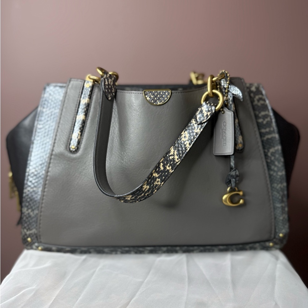 Coach Dreamer 36 In Colorblock W/Snakeskin Detail Heather Grey Multi #76459